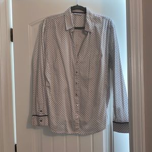 White and black button down shirt